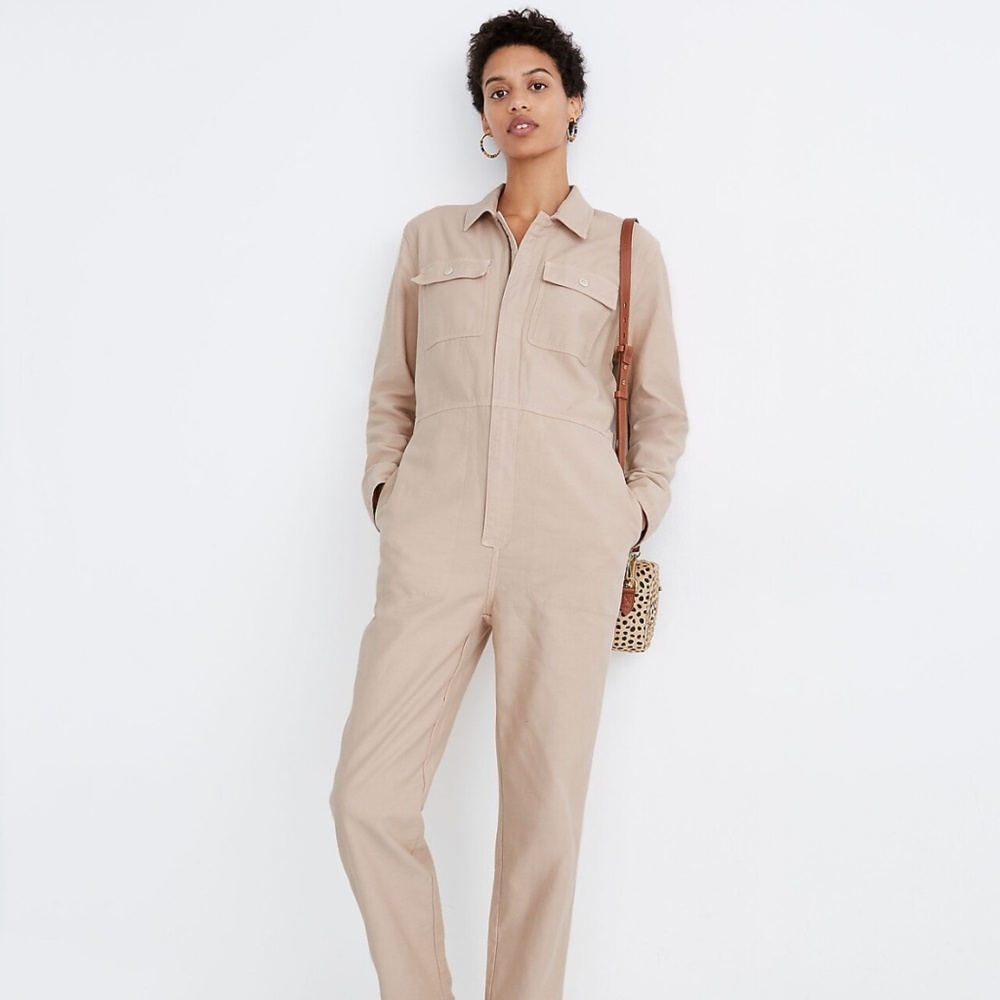 Madewell Garment-Dyed Zip-Front Coverall Jumpsuit